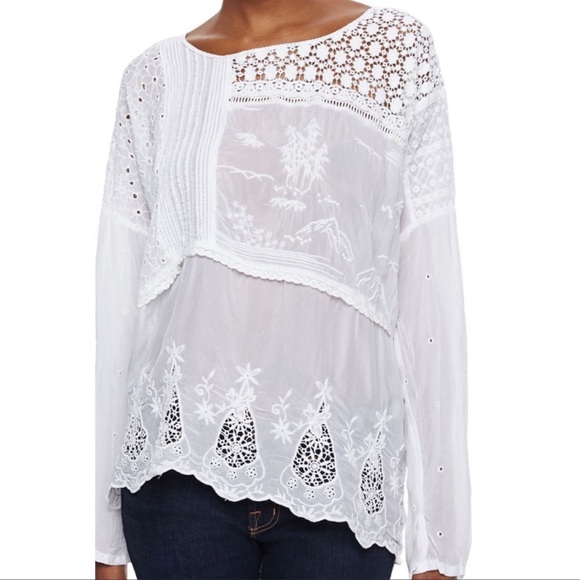 Johnny Was Tops - NWT Johnny Was Mix Quilt Asymmetric Blouse